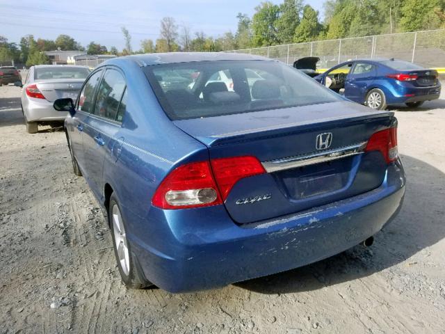 2HGFA16609H500338 - 2009 HONDA CIVIC LX-S Կապույտ լուսանկար 3