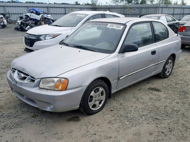 KMHCG35C31U088447 - 2001 HYUNDAI ACCENT GS WHITE photo 2