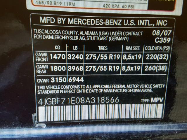 4JGBF71E08A318566 - 2008 MERCEDES-BENZ GL 450 4MA BLUE photo 10