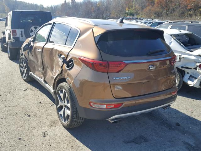 KNDPRCA68H7206405 - 2017 KIA SPORTAGE S BROWN photo 3