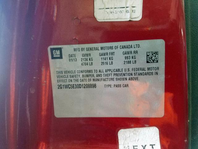 2G1WC5E30D1208898 - 2013 CHEVROLET IMPALA LTZ RED photo 10