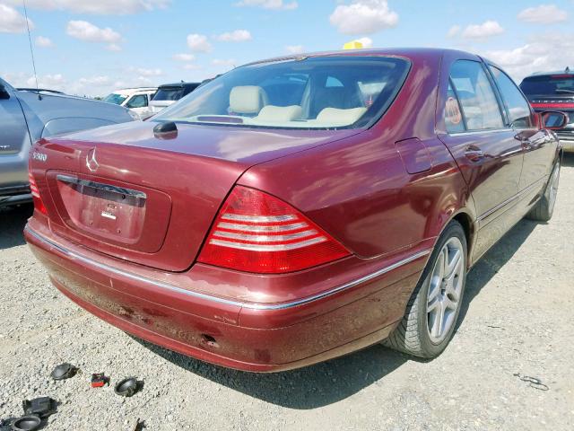 WDBNG75J65A454815 - 2005 MERCEDES-BENZ S 500 BURGUNDY photo 4