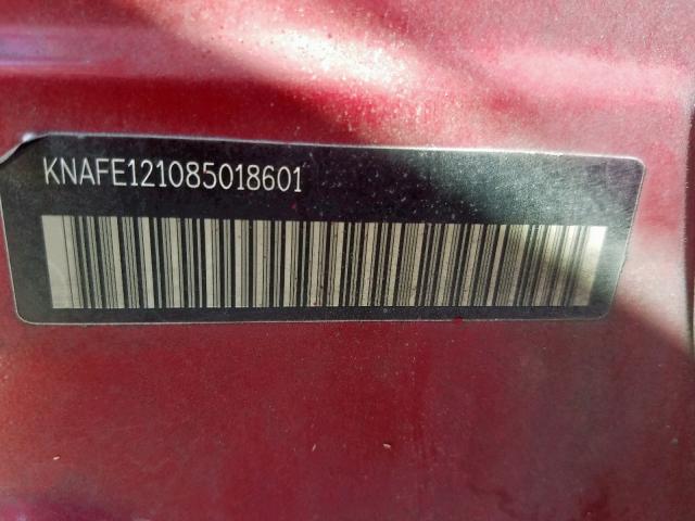 KNAFE121085018601 - 2008 KIA SPECTRA EX BURGUNDY photo 10