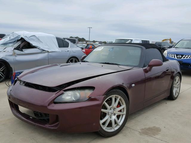 JHMAP21485S003557 - 2005 HONDA S2000 BURGUNDY photo 2