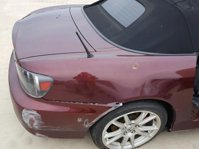 JHMAP21485S003557 - 2005 HONDA S2000 BURGUNDY photo 6