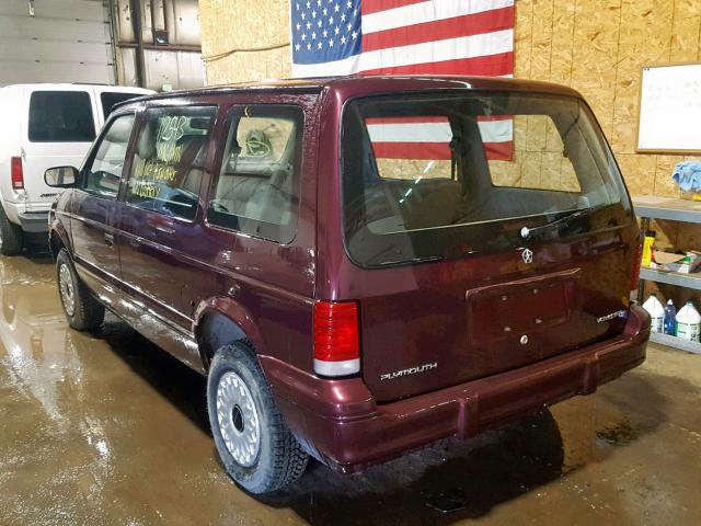 2P4FH25K2SR218955 - 1995 PLYMOUTH VOYAGER RED photo 3