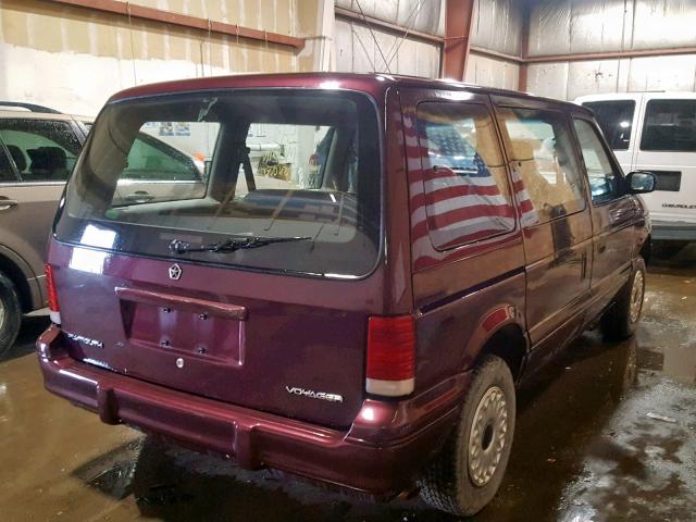 2P4FH25K2SR218955 - 1995 PLYMOUTH VOYAGER RED photo 4