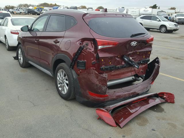 KM8J3CA41HU510839 - 2017 HYUNDAI TUCSON LIM MAROON photo 3