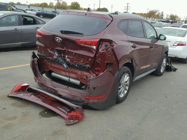 KM8J3CA41HU510839 - 2017 HYUNDAI TUCSON LIM MAROON photo 4