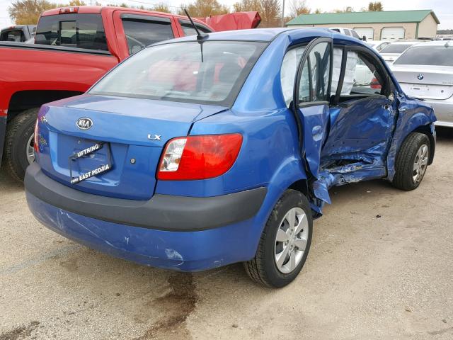 KNADE223196533343 - 2009 KIA RIO BASE BLUE photo 4