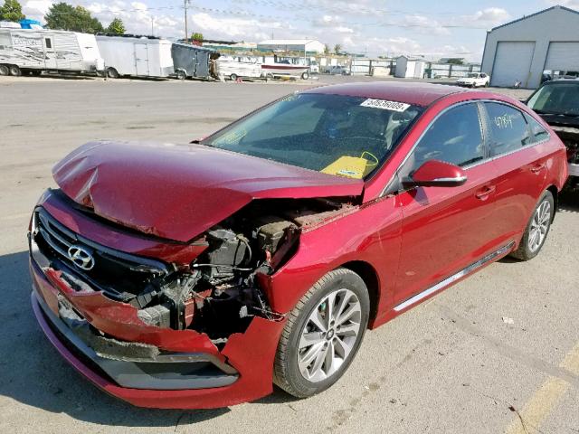 5NPE34AF7FH029384 - 2015 HYUNDAI SONATA SPO RED photo 2