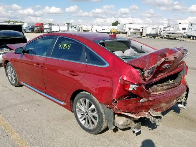 5NPE34AF7FH029384 - 2015 HYUNDAI SONATA SPO RED photo 3