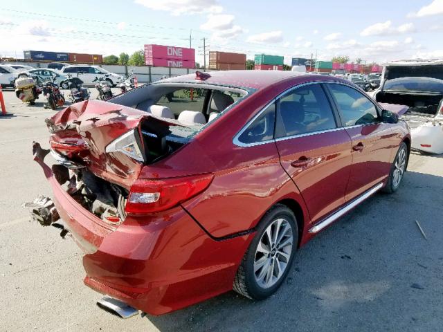 5NPE34AF7FH029384 - 2015 HYUNDAI SONATA SPO RED photo 4