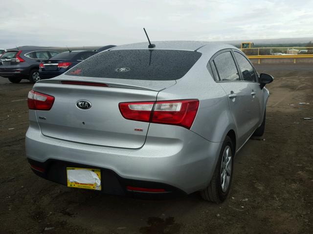 KNADM4A36D6291402 - 2013 KIA RIO LX SILVER photo 4