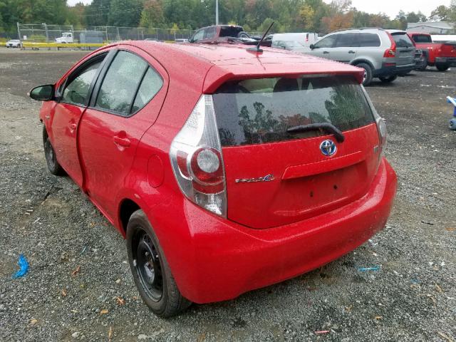 JTDKDTB38D1529878 - 2013 TOYOTA PRIUS C RED photo 3