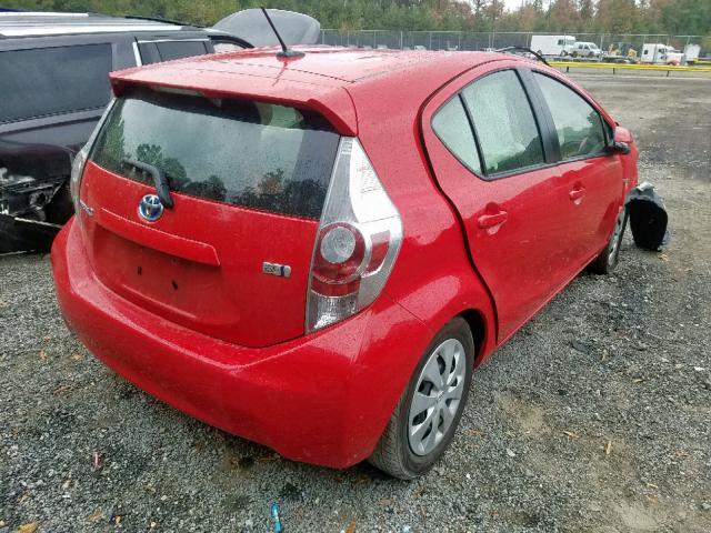 JTDKDTB38D1529878 - 2013 TOYOTA PRIUS C RED photo 4