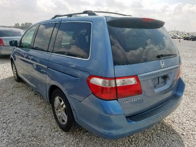 5FNRL387X6B075168 - 2006 HONDA ODYSSEY EX BLUE photo 3