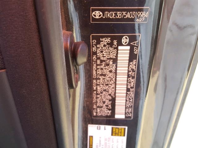 JTKDE3B75A0319984 - 2010 TOYOTA SCION TC შავი ფოტო 10