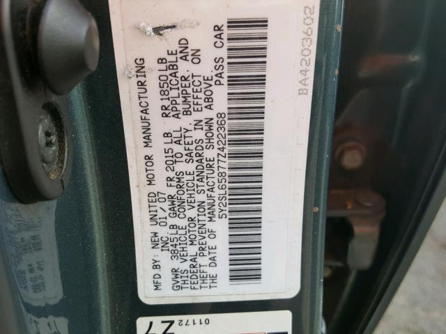 5Y2SL65877Z422368 - 2007 PONTIAC VIBE GREEN photo 10