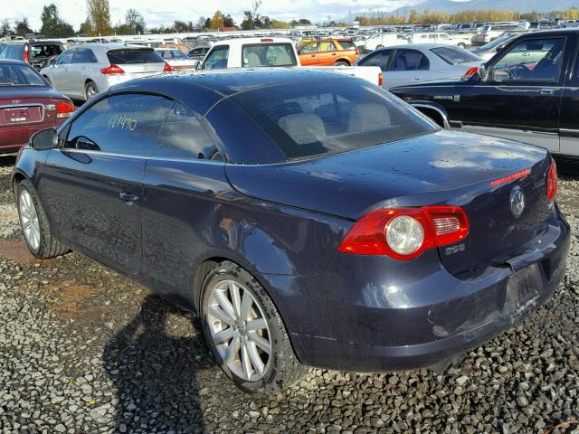 WVWFA71F17V002629 - 2007 VOLKSWAGEN EOS 2.0T L BLUE photo 3