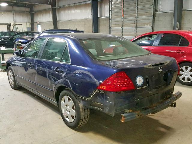 1HGCM56487A019684 - 2007 HONDA ACCORD LX BLUE photo 3