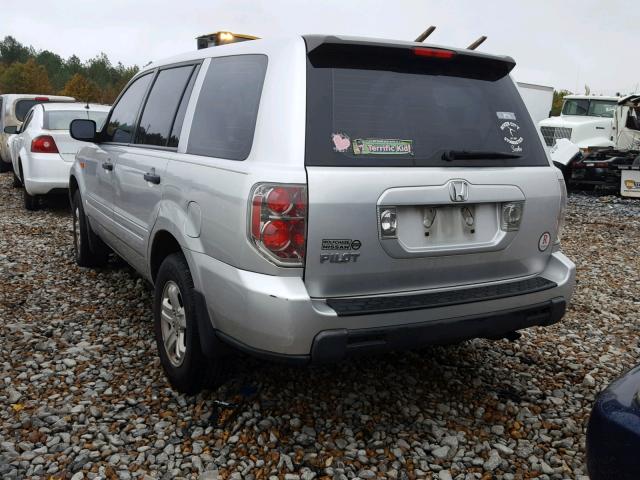 5FNYF28107B003342 - 2007 HONDA PILOT LX SILVER photo 3