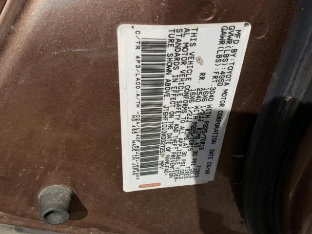 JT6HF10U3X0027253 - 1999 LEXUS RX 300 BROWN photo 10