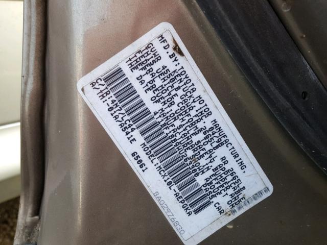 4T1BF18B9WU263300 - 1998 TOYOTA AVALON XL GOLD photo 10