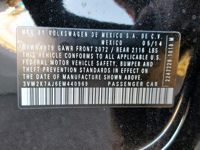 3VW2K7AJ6EM440969 - 2014 VOLKSWAGEN JETTA BASE 黑色 照片 10