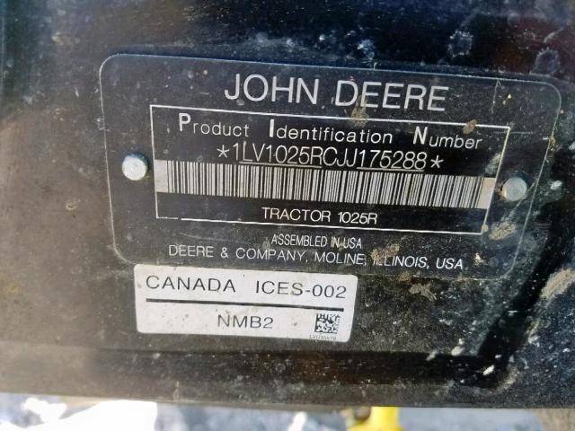 1LV1025RCJJ175288 - 2018 JOHN DEERE 1025R GREEN photo 10