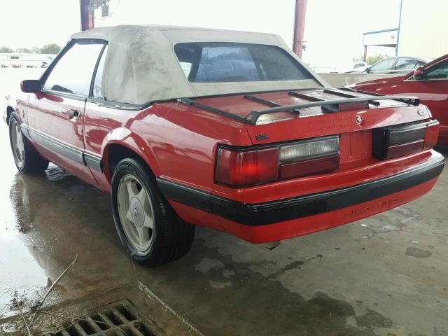 1FABP44A2KF131368 - 1989 FORD MUSTANG LX RED photo 3