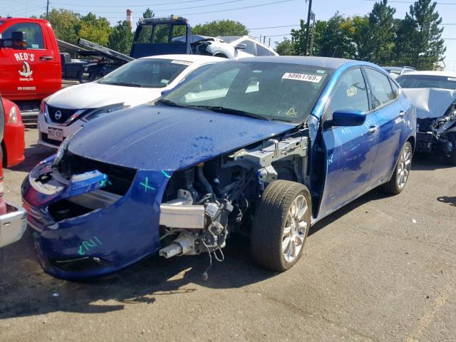 1C3CDFCA8DD150062 - 2013 DODGE DART LIMIT BLUE photo 2