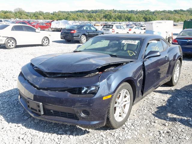 2G1FE1E33E9170797 - 2014 CHEVROLET CAMARO LS BLUE photo 2