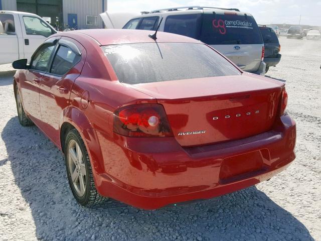 1C3CDZAB5DN591882 - 2013 DODGE AVENGER SE RED photo 3