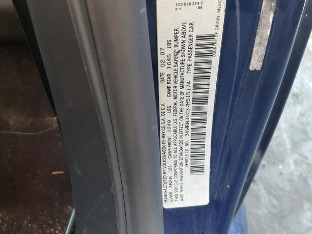 3VWRW31C37M515174 - 2007 VOLKSWAGEN NEW BEETLE Mavi foto 10