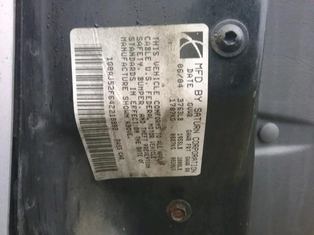 1G8AJ52F64Z218892 - 2004 SATURN ION LEVEL SILVER photo 10