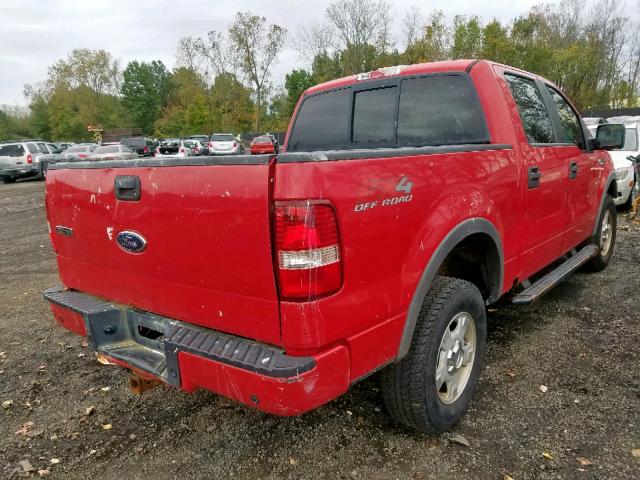 1FTPW14525FA88045 - 2005 FORD F150 SUPER RED photo 4