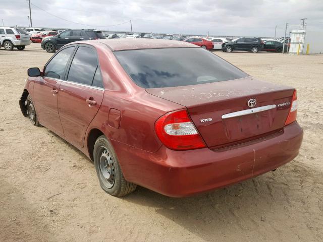 JTDBE32K940270828 - 2004 TOYOTA CAMRY LE MAROON photo 3