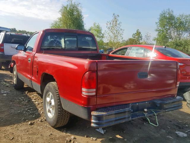 1B7FL26X2WS514530 - 1998 DODGE DAKOTA RED photo 3