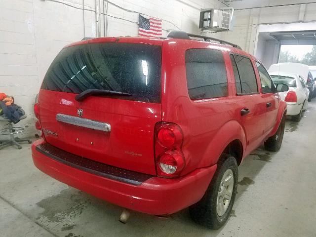 1D4HB48N35F501847 - 2005 DODGE DURANGO SL RED photo 4