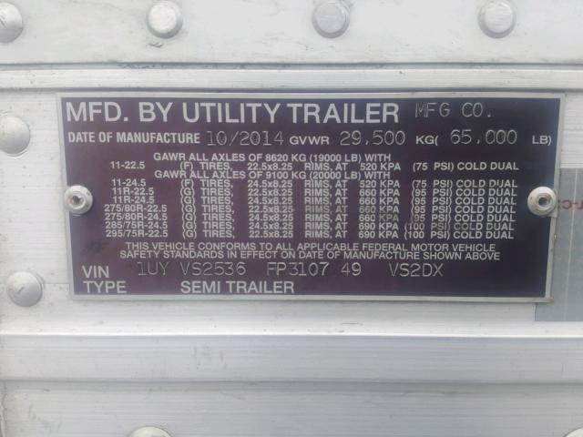 1UYVS2536FP310749 - 2015 UTILITY TRAILER WHITE photo 10