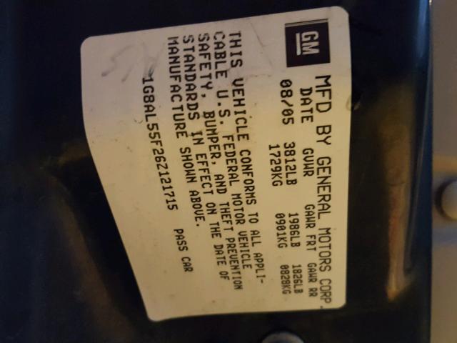 1G8AL55F26Z121715 - 2006 SATURN ION LEVEL BLACK photo 10