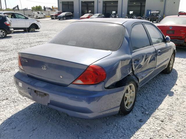 KNAFB121735253904 - 2003 KIA SPECTRA BA BLUE photo 4