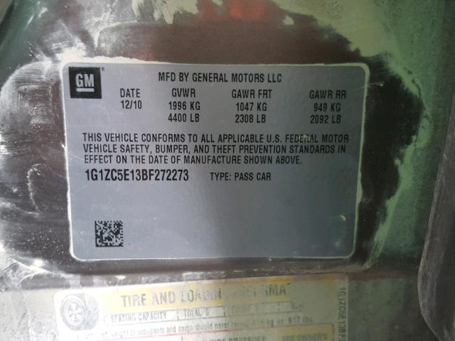 1G1ZC5E13BF272273 - 2011 CHEVROLET MALIBU 1LT BROWN photo 10