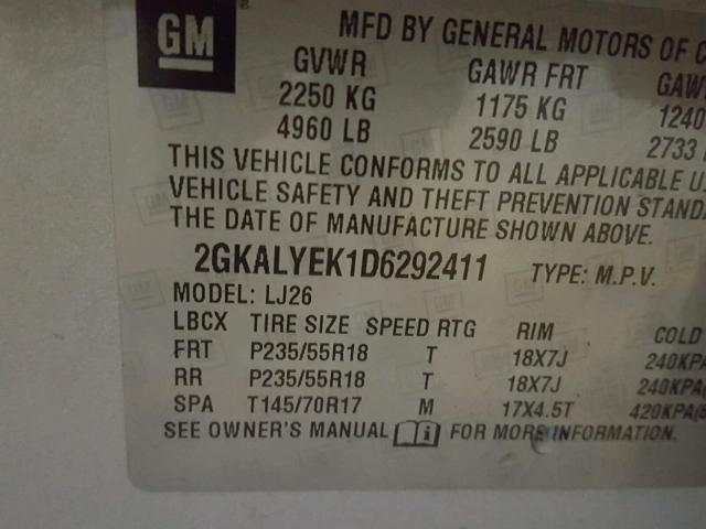 2GKALYEK1D6292411 - 2013 GMC TERRAIN DE SILVER photo 10