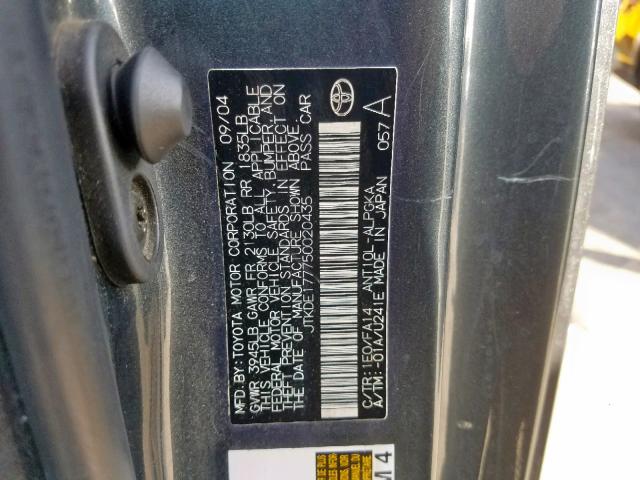 JTKDE177750020435 - 2005 TOYOTA SCION TC შავი ფოტო 10