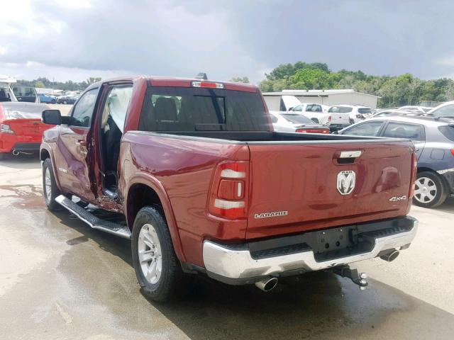 1C6SRFJT9KN556329 - 2019 RAM 1500 LARAM BURGUNDY photo 3