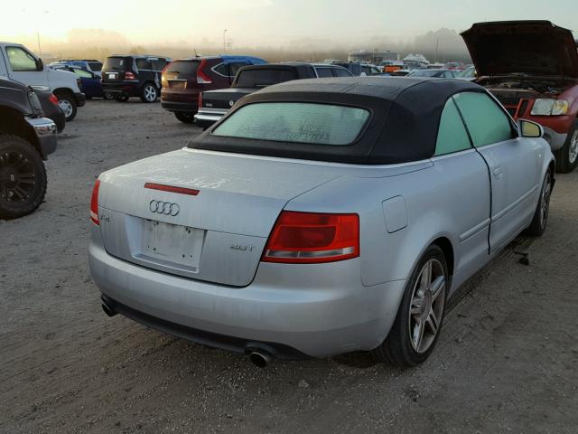 WAUAF48H07K027389 - 2007 AUDI A4 2.0T CA SILVER photo 4