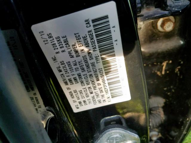 1HGCP2F84BA064252 - 2011 HONDA ACCORD EXL BLACK photo 10