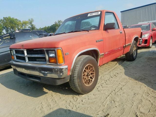 1B7FL26X2LS764085 - 1990 DODGE DAKOTA RED photo 2